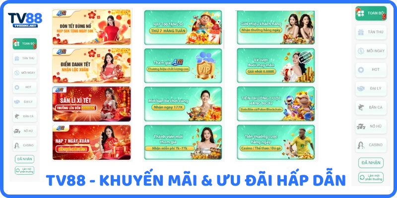 TV88 - Chương trình khuyến mãi và ưu đãi tặng 88K